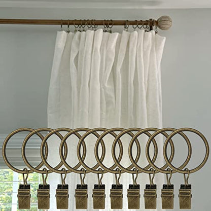 WeeksEight 40 Pack Bronze Curtain Rings with Clips, Curtain Hooks Hangers Clip Rings for Hanging Drapes Bows Hat, Drapery Rings 1.26 in I D, Fits up to 1 in Diameter Curtain Rod. - color: Bronze, size: 1.26" I D Set of 40