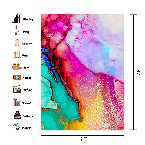 Colorful Watercolor Painting Backdrops Art Paint Photography Backgrounds Vinyl 5x7ft 80's 90's Theme Birthday Party Backdrop Photo Studio Props PHMOJEN WQPH401 - size: 5x7ft