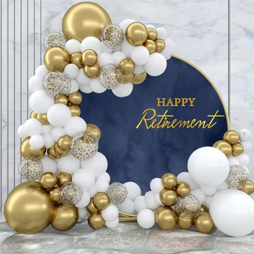 Navy Blue Marble Happy Retirement Round Backdrop Cover 7.2x7.2ft Happy Retirement Circle Backdrop Cover Calm Navy Blue Marble Texture Photography Background for Men Party Decor Portrait Props