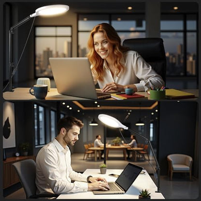 Desk Ring Light, 10" LED Ring Light for Desk with Clamp, 360°Rotate & Flexible Height Full-Screen Overhead Ringlight for Video Recording, TikTok, YouTube, Live Streaming, Content Creation, White