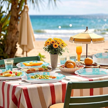 50 Pcs Seashell Beach Oval Paper Plates 10" X 12" Large Shell Plates Disposable Heavy Duty Ocean Sea Starfish Tableware for Summer Nautical Coastal Birthday Party Supplies Baby Shower Wedding Decor - style: 50Pcs Beach Seashell Oval Plates