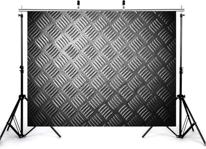 10x5ft Black Diamond Plate Metal Backdrop Textured Industrial Surface Photography Background for Steampunk Events Industrial Party Tapestry Decorations Banner Photo Booth Props - size: 10x5ft
