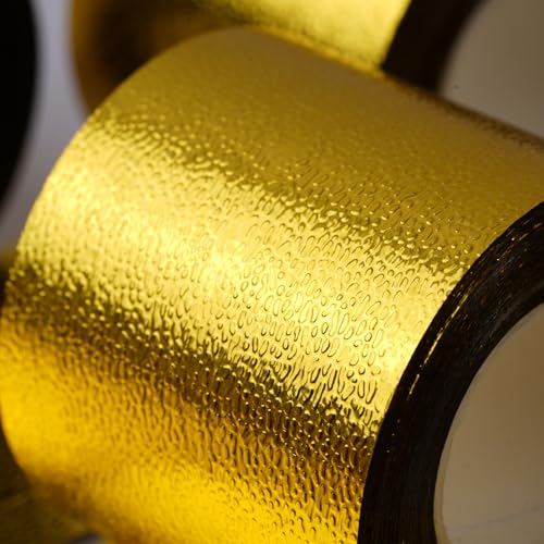 PartyWoo Gold Foil Crepe Paper Streamers 4pcs 328ft Pack of Metallic Gold Foil Crepe Paper for Wedding Birthday Baby Shower Bridal Shower Engagement New Year Eve Graduation Party Decorations - color: Gold-9699