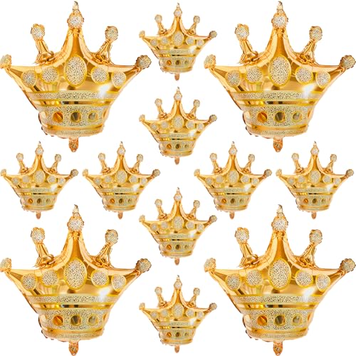 HILAVO Crown Balloons, Large Gold Foil Crown Balloons Gold Crowns Decoration for King and Queen Party Royalty Birthday Wedding Party Baby Shower Decorations Supplies - color: Crown