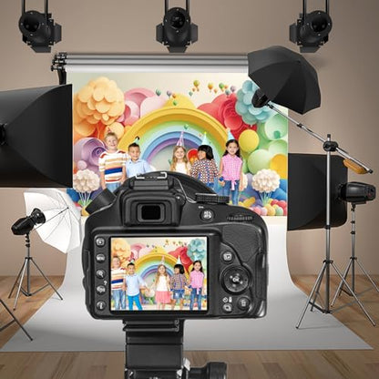 10x8ft Candy Land Backdrop Photography Cartoon Rainbow Hot Air Balloon Fantasy Flower Colorful Photography Background Baby Shower Birthday Party Wedding for Kid Adult Video Studio - size: 10x8ft