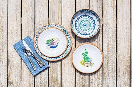 Abode Homewares Rio Turquoise 13.1'' Melamine Serving Bowl Durable Indoor/Outdoor, Shatter-Resistant, and Dishwasher Safe Serveware for Salad, Vegetables, Pasta, Popcorn, or Fruit - 91 oz - Multicolor - size: Oval Serve Bowl