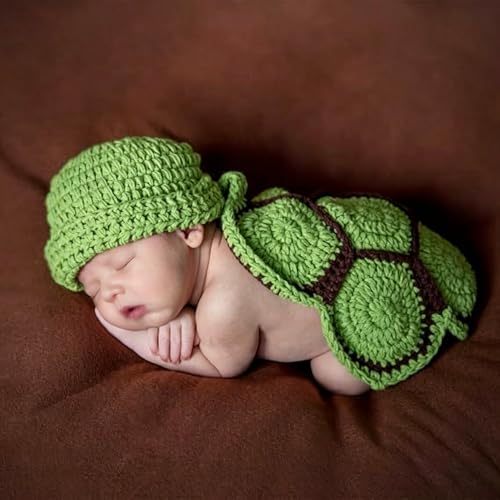 BLUETOP Cute Newborn Photography Outfits Boys Girls Baby Costume Set - style: 01 Green Turtle Costume