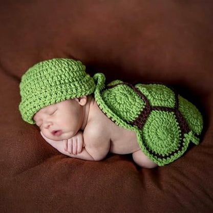 BLUETOP Cute Newborn Photography Outfits Boys Girls Baby Costume Set - style: 01 Green Turtle Costume