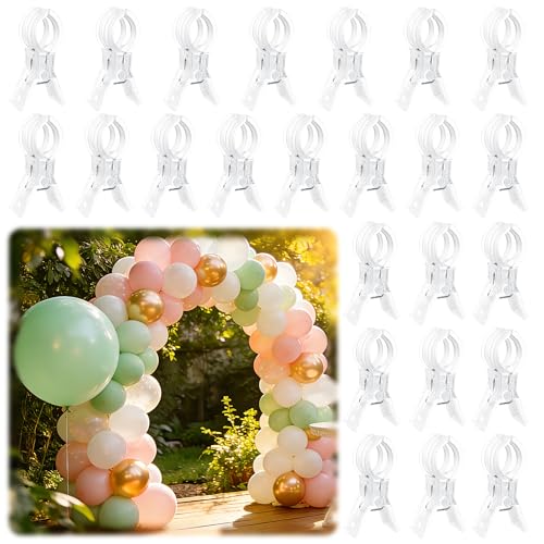 PUGPIU 24 Pack Balloon Arch Clips for Backdrop | Plastic Transparent Spring Clamps | 3.5 Inch Heavy Duty Clip for Backdrop Stand | Birthday Wedding Decoration | Photography Studio | Crafts | Clothing - color: Clear2