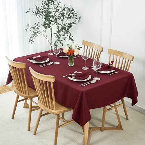 maxmill Cloth Napkins Weaved Texture Pattern Soft Comfortable and Luxury Serviette for Restaurant Family Dinners Weddings Parties and Banquets Set of 4 Pieces, 20 x 20 Inch Burgundy - color: Burgundy, size: 20" x 20" (Set of 4)