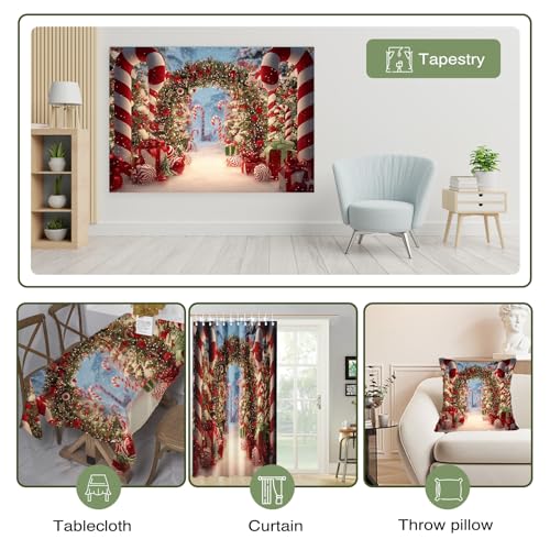 Mocsicka Christmas Candy Cane Backdrop Red Candy Land House Xmas Photography Backdrop Winter Snow Scene Christmas New Year Family Holiday Party Decorations Photo Booth Props (5x3ft (60x36 inch)) - size: 5x3ft (60x36 inch)