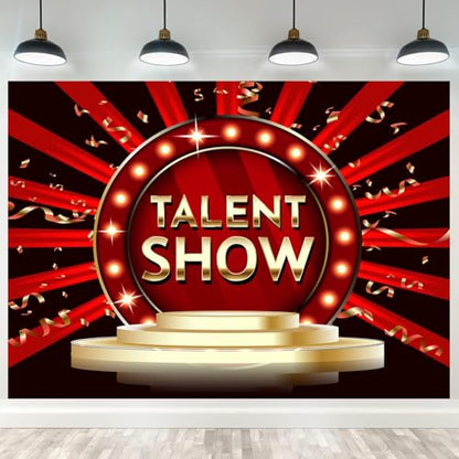 10x7ft Talent Show Backdrop Game Magic Music Dance Show Prom Background Kids Family Business Graduation Party Birthday Cake Table Banner Photoshoot Props - size: 10X6.5FT