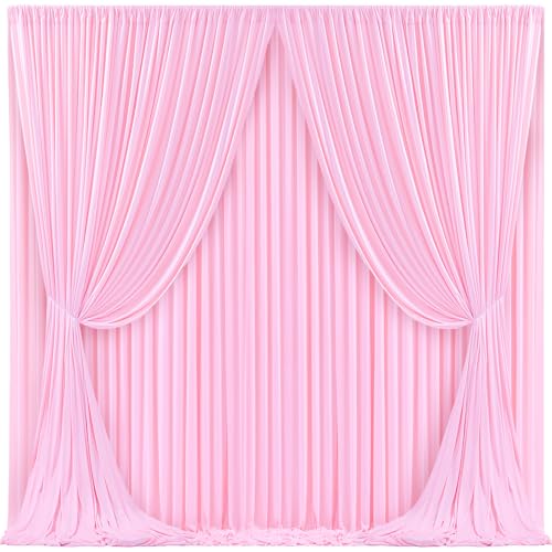 20x10ft Pink Backdrop Curtain for Wedding Parties Wrinkle Free Fabric Light Pink Drapes Backdrop Decoration for Baby Shower Birthday Photography Decoration 4 Panels, 5ft x 10ft - color: Pink, size: 5ft x 10ft x 4 panels