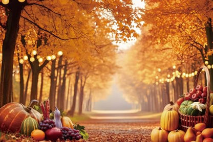 Fall Photography Backdrop 7x5ft, Autumn Maple Leaves Photo Background, Pumpkins Background for Thanksgiving Party, Farm Harvest Photo Booth Props - color: Autumn Backdrop-3, size: 7×5ft