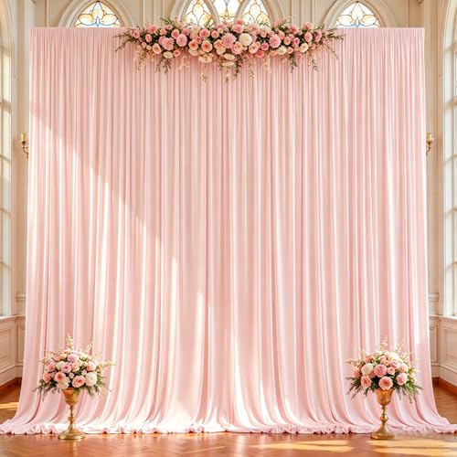 2 Panles Pale Pink Backdrop Curtains - Wrinkle Free Fabric Backdrop Curtain for Photoshoot,10ft Wedding Party Photo Backdrop Drapes for Birthday Baby Shower Photography Stage Background Decorations - color: Pale Pink, size: W4' x H10'(2 panels)