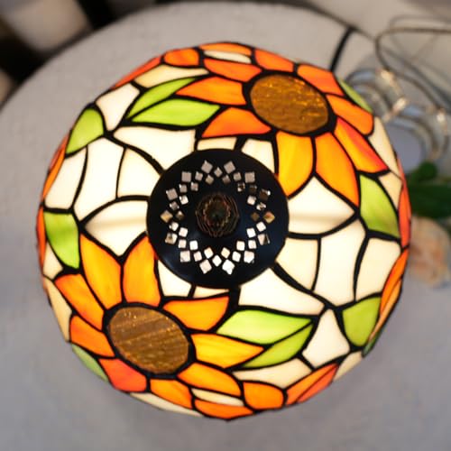 8in Tiffany Lamp Rural Sunflower Style stained glass table lamp for bedrooms living roomrestaurant Bedside Table Night Lamp home decoration Creative Gifts Atmosphere lights desk lamp Photography props - color: Tiffany Lamp C