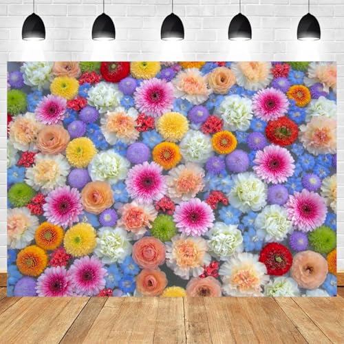 5x3ft Colorful Floral Photography Backdrop Flowers Background Vibrant Multicolor Blossoms for Party Wedding Photo Booth Studio Props Events Banner - color: color 6, size: 5x3ft