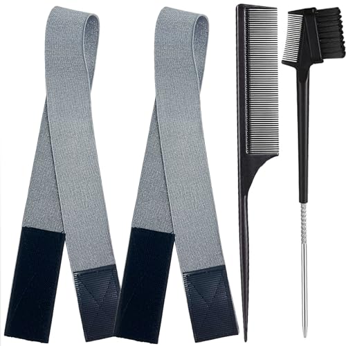 Elastic Bands for Lace Frontal Wigs and Edges - Adjustable Edge Wrap with Magic Buckle, Melting Band to Lay Edges and Keep Wig Grip - 2 Pcs Wig Accessories - color: Silver Gray, size: 1 Count (Pack of 4)