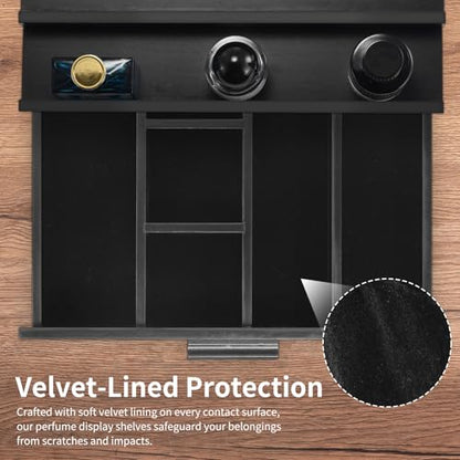 Perfume Organizer for Men, 4 Tier Wood Perfume Display Stand with Velvet Lining Drawer and Hidden Compartment for Watch,Jewelry,Perfume Display Risers,A Gift for Men (Black) - style: 4 Tier - Black