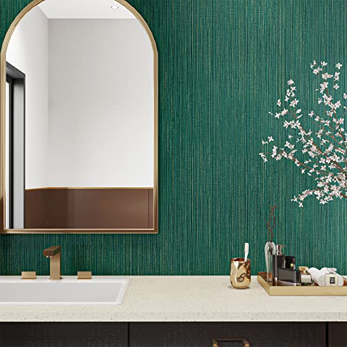 VEELIKE 15.7''x118'' Textured Teal Green Grasscloth Peel and Stick Wallpaper Faux Grasscloth Wallpaper Self Adhesive Waterproof Removable Fabric Contact Paper for Walls Cabinets Furniture Shelf Liners - color: Teal Green, size: 15.7" x 118"