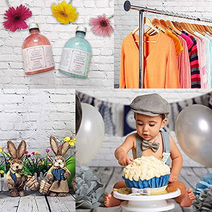 Allenjoy 6x8FT Fabric White Brick Wall Grey Wood Floor Photo Backdrop for Photography Portrait Background Newborn Baby Photoshoot Children Under 3 Years Old Photo Background Photographer Props - size: 6 x 8 ft