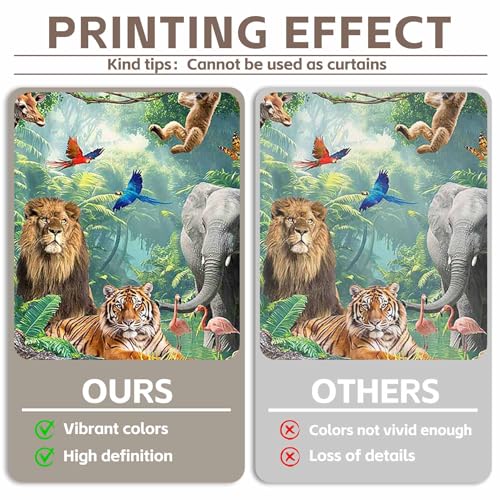 Fabric 8x6ft Jungle Forest Animals Photography Backdrop Tropical Rainforest Safari Background Wild Party Decorations Kids Event Photo Banner Props - size: 8'x6'