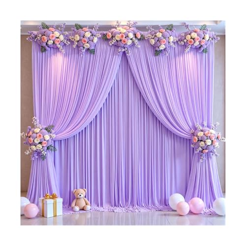 10x8ft Purple Backdrop Curtain for Parties Lavender Wrinkle Free Fabric Backdrop Curtain Wedding Photo Backdrop Drapes for Girls Baby Shower Bridal Shower Photography Lilac Back Drop 2 Panels 5x8FT - color: Lavender, size: 10 ft X 8 ft(2 Panels 5ft X 8ft)