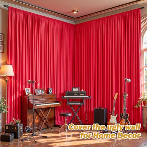 8ftx10ft Wrinkle Free Red Backdrop Curtain - 10 Feet Photography Backdrop Drapes, Silky Polyester Back Drop Cloth for Wedding Baby Shower Balloon Arch Background - color: Red, size: 8FTx10FT (W4'xH10', 2 Panels)