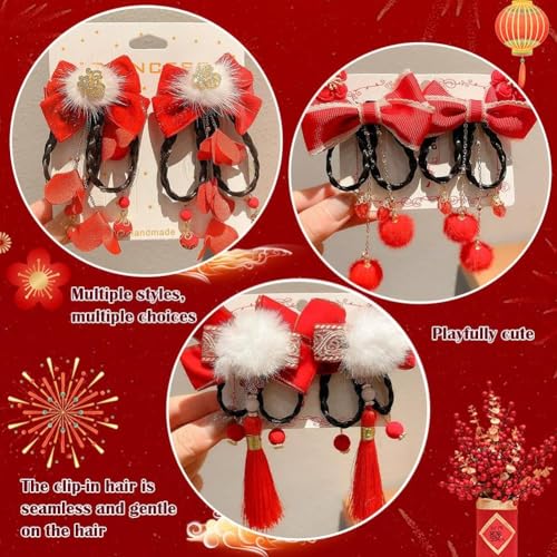 New Year Hair Clips Headdress Costume Photo Props Red Chinoiserie Hair Barrettes Chinese Hairpins for Party Spring Festival - color: style8, size: 1 Count (Pack of 1)