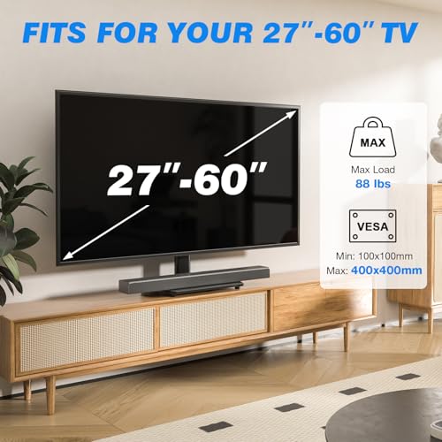 Rfiver Universal Swivel TV Stand for 27-50 55 60 Inch TVs, Height Adjustable Table Top TV Stand Mount Hold up to 88 lbs, Pedestal TV Stands with Tempered Glass Base, Replacement TV Mount Stand - size: 27-60 inch