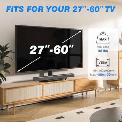 Rfiver Universal Swivel TV Stand for 27-50 55 60 Inch TVs, Height Adjustable Table Top TV Stand Mount Hold up to 88 lbs, Pedestal TV Stands with Tempered Glass Base, Replacement TV Mount Stand - size: 27-60 inch