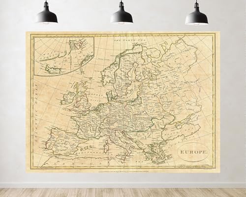 Trykid 6x6ft Vintage Europe Map Backdrop Antique Historical Photography Background Educational Display Party Decoration Tapestry Photo Booth Prop Fabric - size: 6x6ft