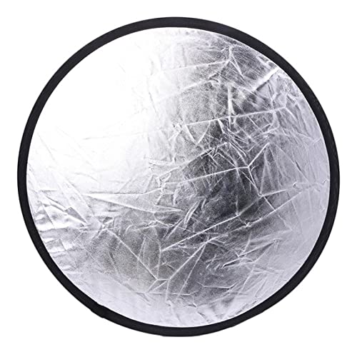 2 in 1 Lighting Reflectors Round Folding Portable 30cm/12inch Camera Photo Reflector Diffuser for Photography Reflector Portrait Still Life Fill Light - Silver & White
