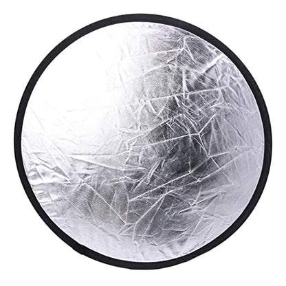 2 in 1 Lighting Reflectors Round Folding Portable 30cm/12inch Camera Photo Reflector Diffuser for Photography Reflector Portrait Still Life Fill Light - Silver & White