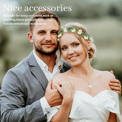 MEMOVAN Bridal Green Leaf Crown Flower Crown Renaissance Fair Adjustable Boho Floral Crowns Eucalyptus Headband Hair Wreath Bohemian Headpiece for Wedding Birthday Vacation Party Festival Photo Prop - color: Whtie