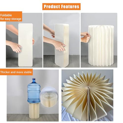 Foldable Cylinder Pedestal Stand for Parties 3pcs Columns Pedestal Display Stands Round White Cylinder Column Table Roman Pillar for Wedding Birthday Baby Shower Party Decor