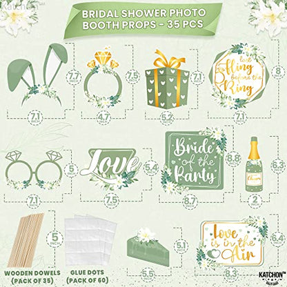 KatchOn Bridal Shower Photo Booth Props - Pack of 35 | Green Decorations for Bridal Shower and Bachelorette Party