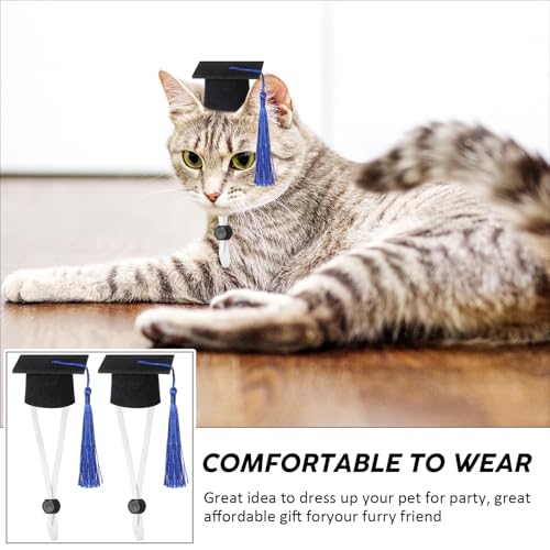 Eccliy 2 Pcs Pet Graduation Caps Mini Bachelor Hats with Tassel for Small Animal Guinea Pigs Hedgehog Bird Turtles Hamster Photo Props Graduation Holiday Festival Party Accessory(Blue) - color: Blue