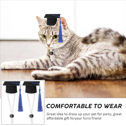 Eccliy 2 Pcs Pet Graduation Caps Mini Bachelor Hats with Tassel for Small Animal Guinea Pigs Hedgehog Bird Turtles Hamster Photo Props Graduation Holiday Festival Party Accessory(Blue) - color: Blue