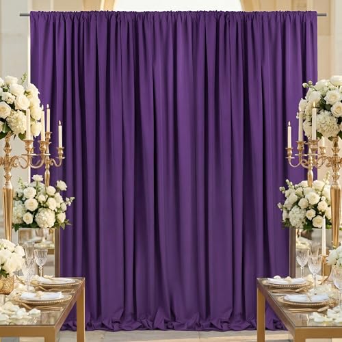 Purple Backdrop Curtains 2 Panels 5ft x 10ft Polyester Backdrop Drapes for Wedding Mermaid Party Halloween Photography Decorations - color: Purple, size: 2 Panels 5ft X 10ft