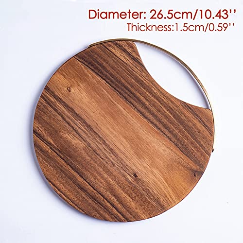 Cutting Board Round Wooden Choing Block Retro Pizza Sushi Bread Tray with Handle Cutting Board Wood Food Plate Kitchen Photography Props Tray