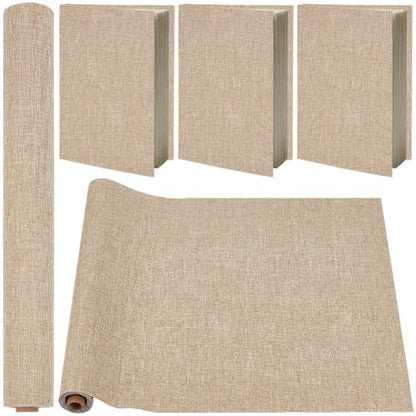 CRASPIRE 51 x 11.8 Inch Book Binding Cloth Tan Fabric Book Cover Surface Paper Backed Linen Polyester Fabric Woven Bookcover for Books Album Scrapbooking Archival DIY Covering Bookbinding Protector - color: Tan-2
