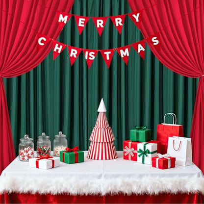 10ft x 8ft Red and Green Backdrop Curtains Polyster Photo Drapes Christmas Photo Backgrounds 2 Panels 5ft x 8ft for Party Wedding Birthday Home Photography Background - color: Red+Green, size: 5ft x 8ft 2 Panels