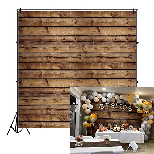 Wood Backdrop for Photography 10x10ft LFEEY Rustic Brown Wooden Photo Backdrop Vintage Old Wooden Board Photoshoot Backdrop Wood Plank Birthday Party Baby Shower Wedding Background Studio Props Vinyl - size: 10x10ft
