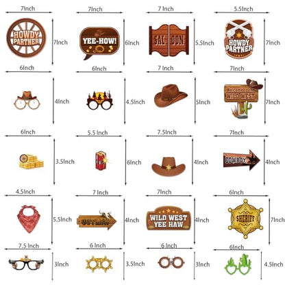 36Pcs Country Party Decorations Photo Booth Props, Western Photo Booth Props for Western Party Decorations, Wild West Cowboy for Cowboy Party