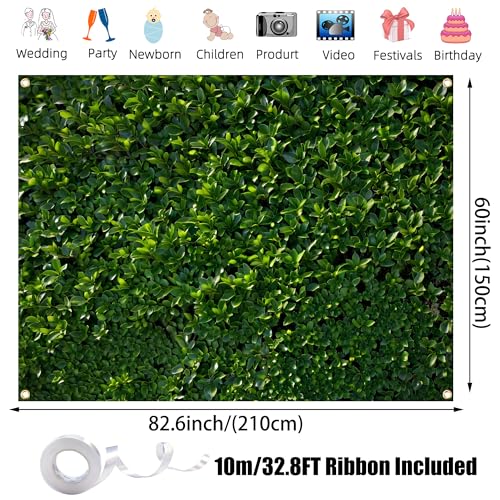 Green Leaves Backdrop 8x6FT – Large Nature Greenery Backdrop Wall for Wedding, Birthday, Baby Shower, Jungle Party – Green Leaf Photography Background with 32.8ft Ribbon & 4 Brass Grommets - color: Green Leaves Backdrop, size: 8x6FT