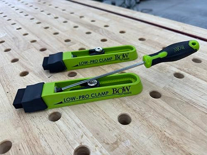 BOW Products Low Profile Clamping Kit - For Use on CNC Machines, MFT Tables, Dog Tables, T-Track Tables and Work Benches - Includes Hold Down Clamps, Fences, Interchangeable Tips and Hardware