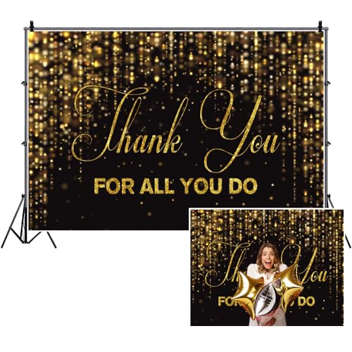 6x4ft Thank You for All You Do Backdrop Black Gold Congratulations Graduates Background Be Thankful to The Teacher Doctor Staff We Appreciate You Decor Banner Backdrop for Senior Year Party - color: Black Gold05, size: 6x4ft