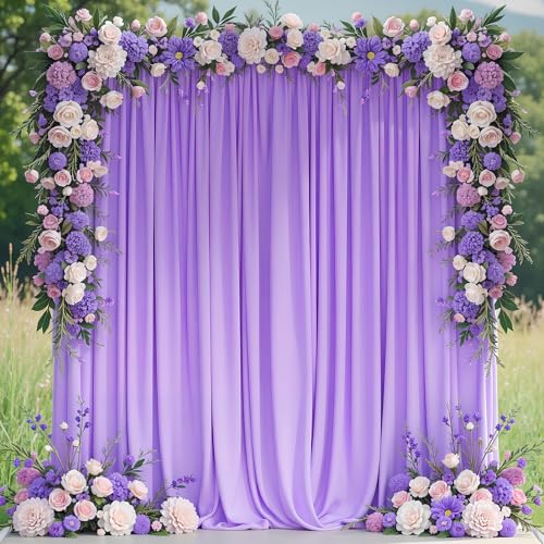 Asee'm 10x10FT Lavender Purple Backdrop Curtains for Parties, Polyester Photo Fabric Curtain Backdrop Drapes for Birthday Wedding Party Decor Background Photography with Rod Pocket, 5x10FT, 2 Panels - color: Lavender Purple, size: 5'(W) x 10'(H), 2 panels