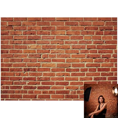 10x8FT Vintage Red Brick Wall Backdrop Realistic Texture Photography Background Cloth Rustic Party Graduation Baby Shower Newborn Decor Portrait Shoots Studio Prop Banner - size: 10x8FT